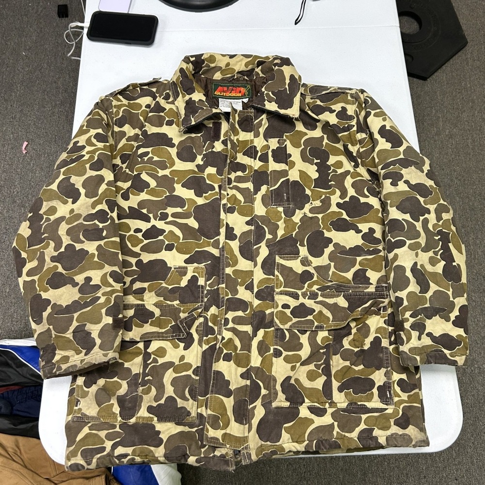 Avid Outdoors Hunting Jacket Mens M Camo Duck Hunter Field Coat Utility